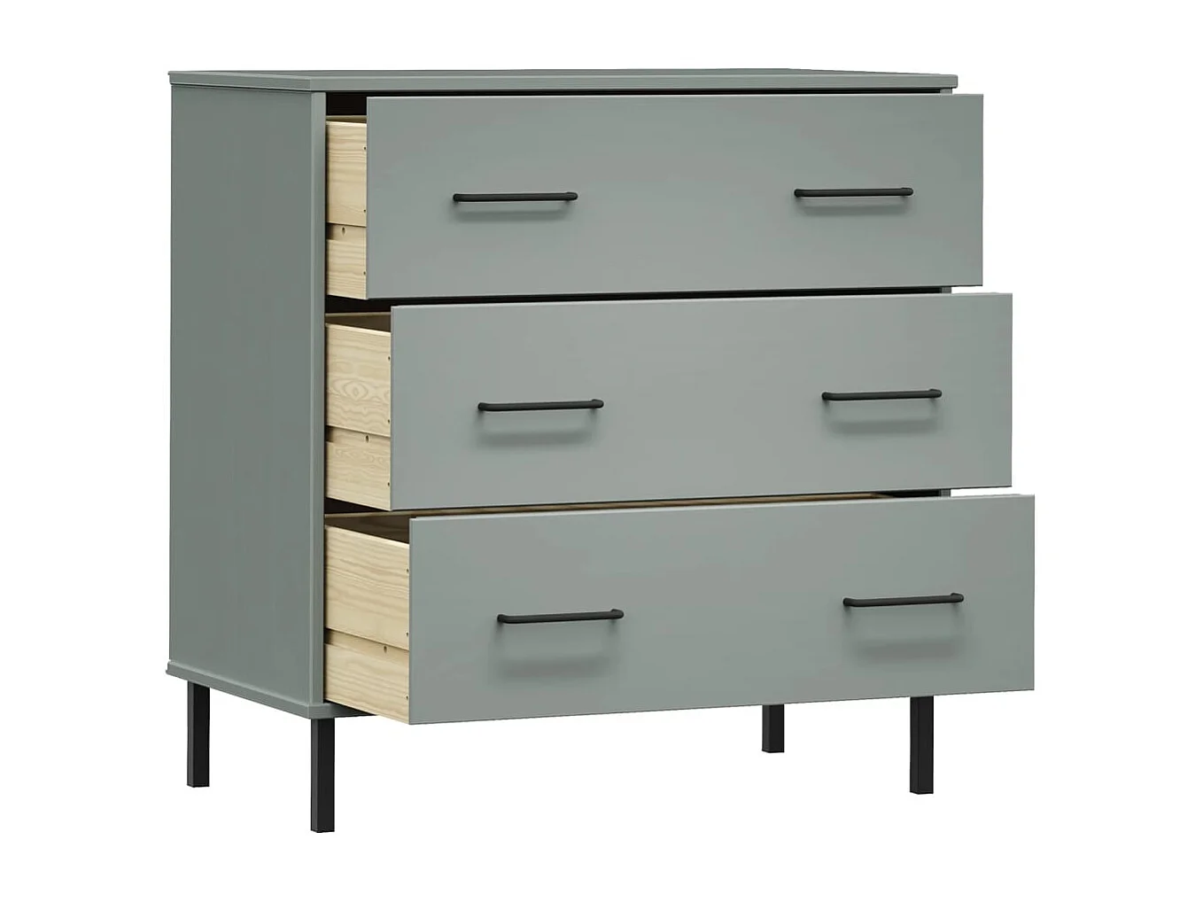 Buffet avec 3 tiroirs Gris 77x40x79,5 Bois massif OSLO