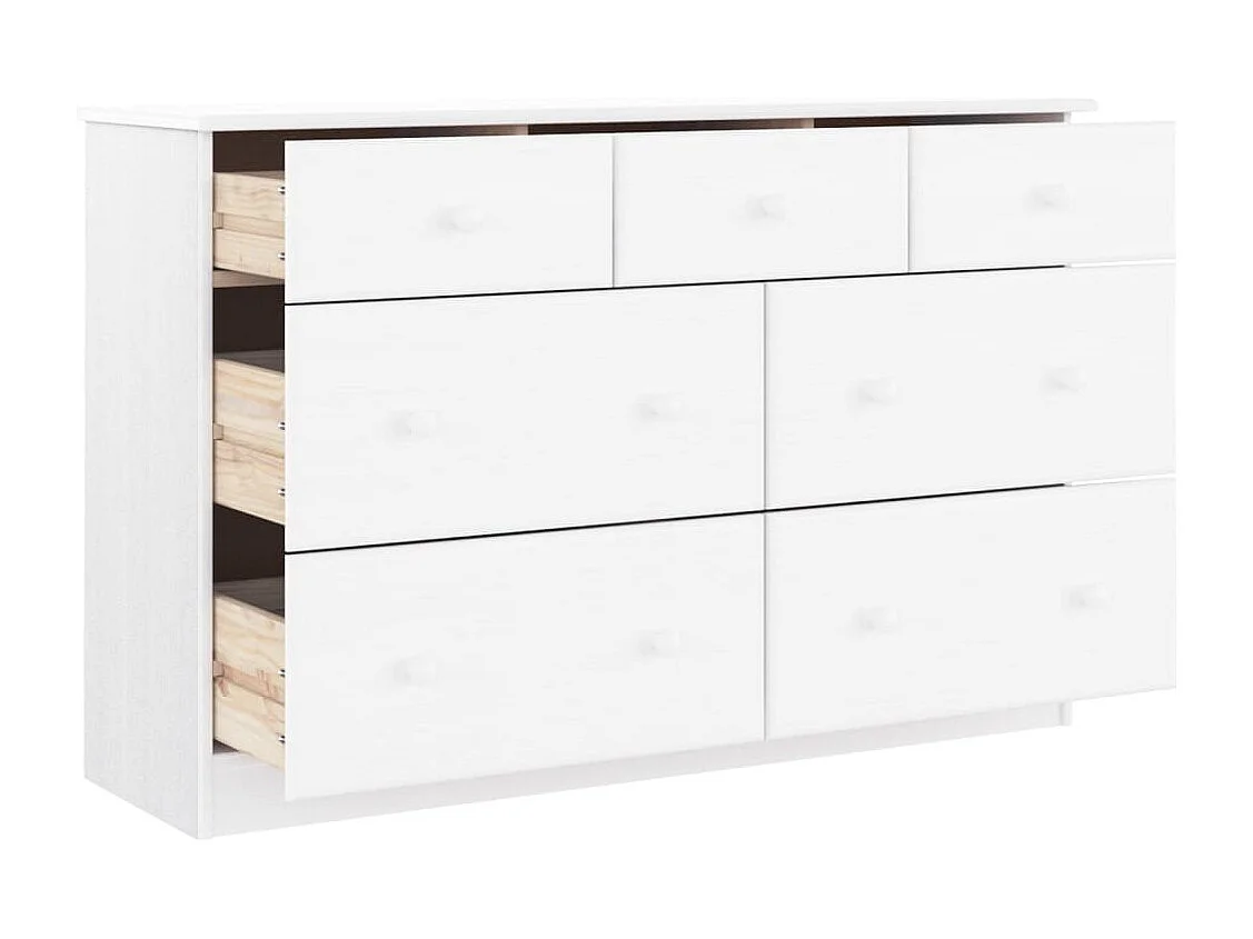 Commode ALTA blanc 112x35x73 bois massif de pin