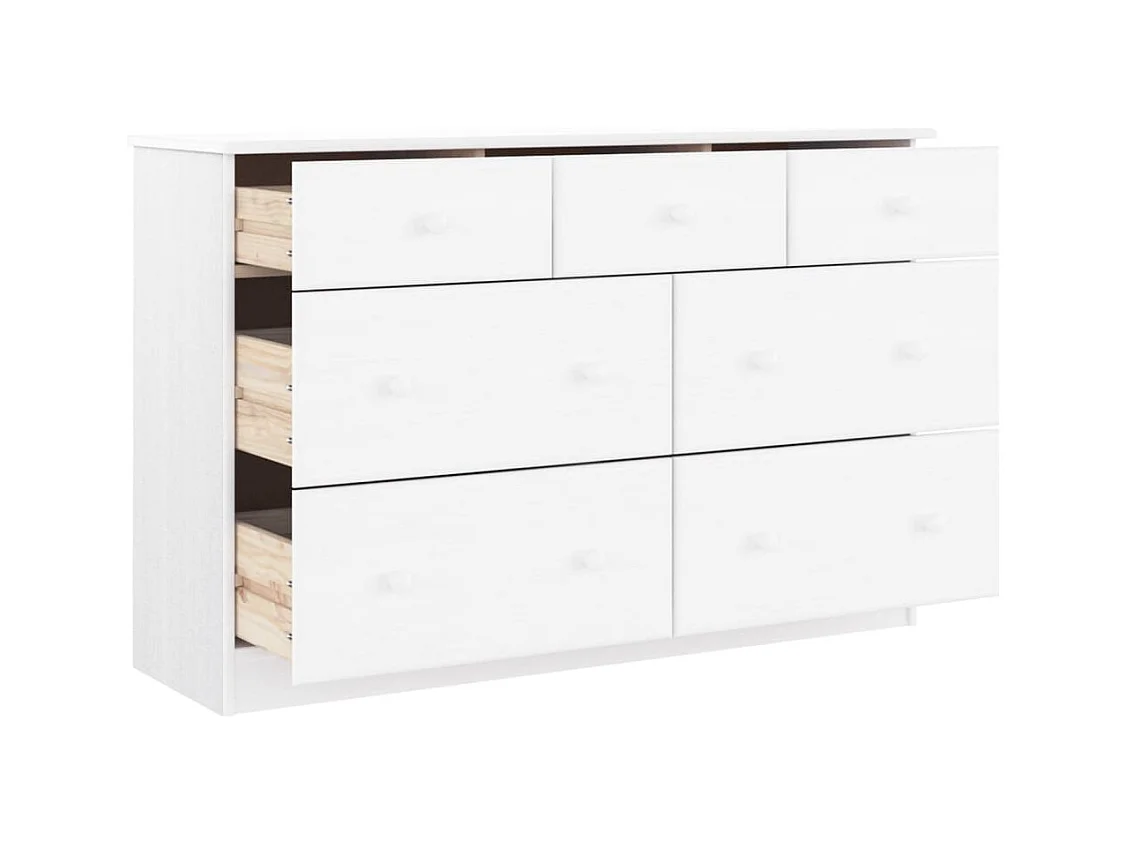Commode ALTA blanc 112x35x73 bois massif de pin