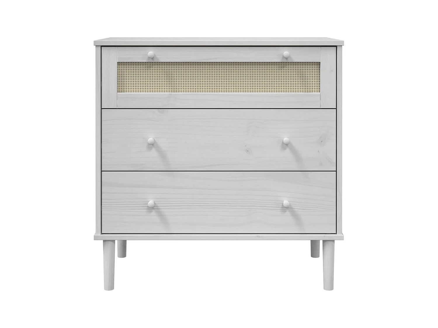Commode SENJA aspect de rotin blanc bois de pin solide