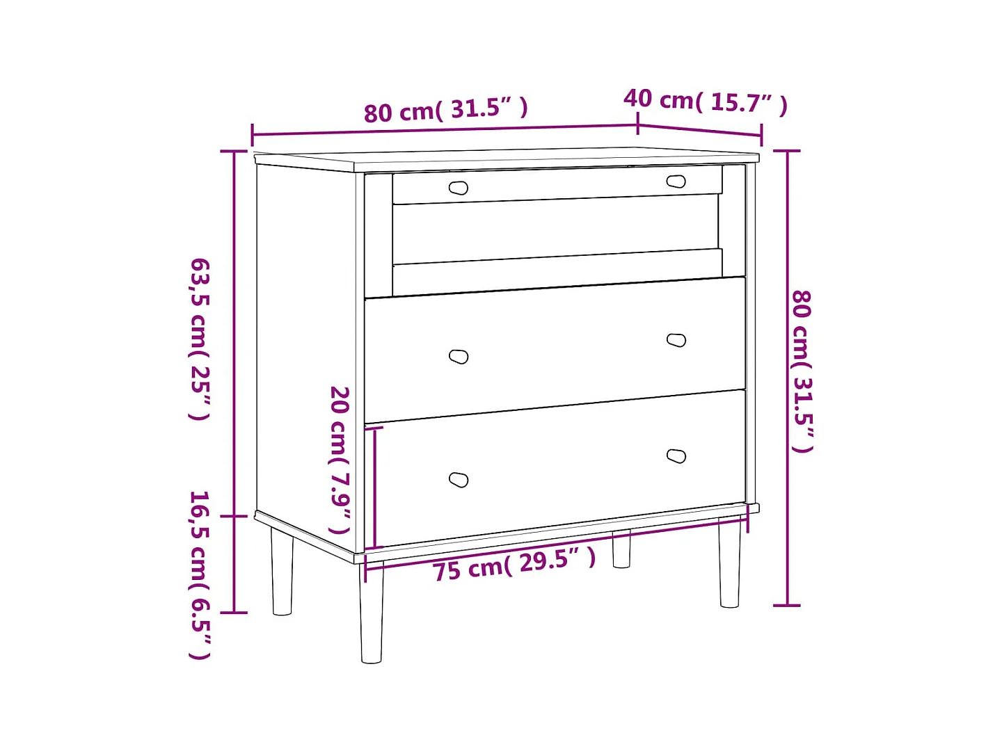 Commode SENJA aspect de rotin blanc bois de pin solide