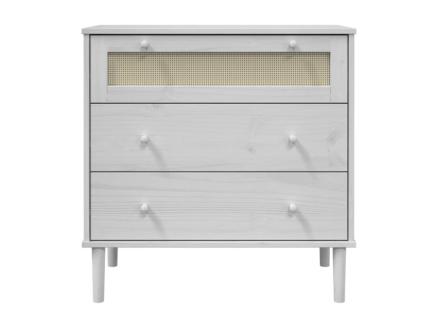 Commode SENJA aspect de rotin blanc bois de pin solide