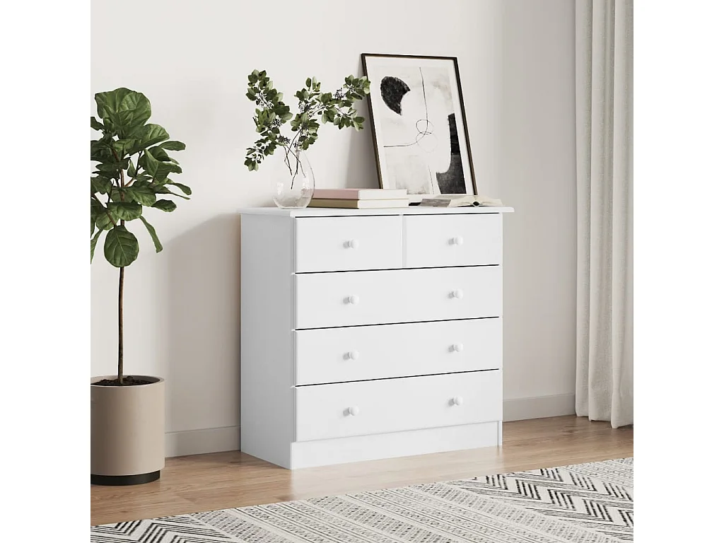 Commode ALTA blanc 77x35x73 bois massif de pin