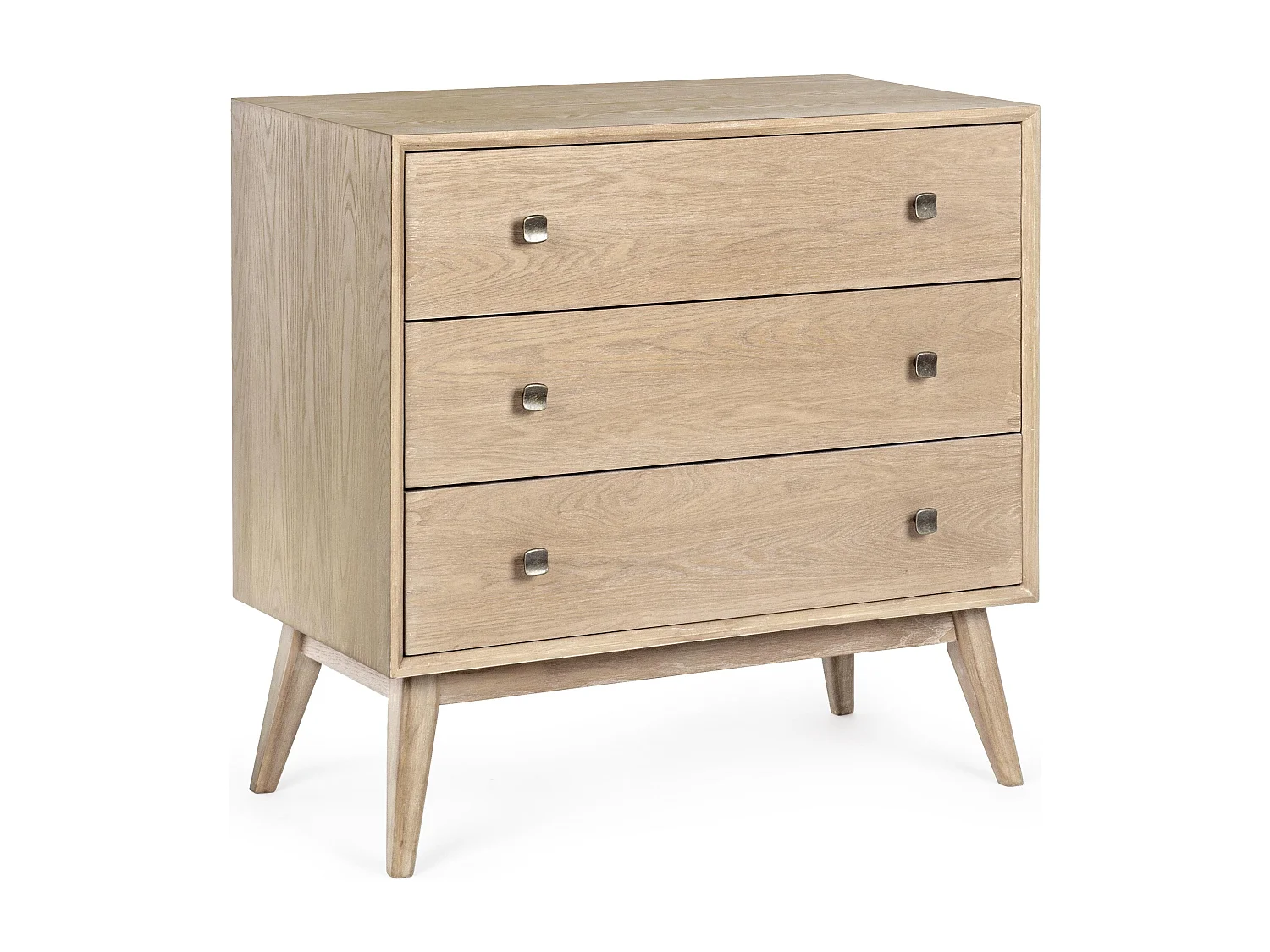 Commode 3 tiroirs en bois de frêne naturel Yanky 80cm