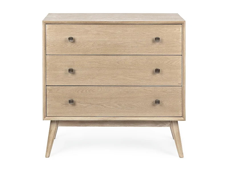 Commode 3 tiroirs en bois de frêne naturel Yanky 80cm