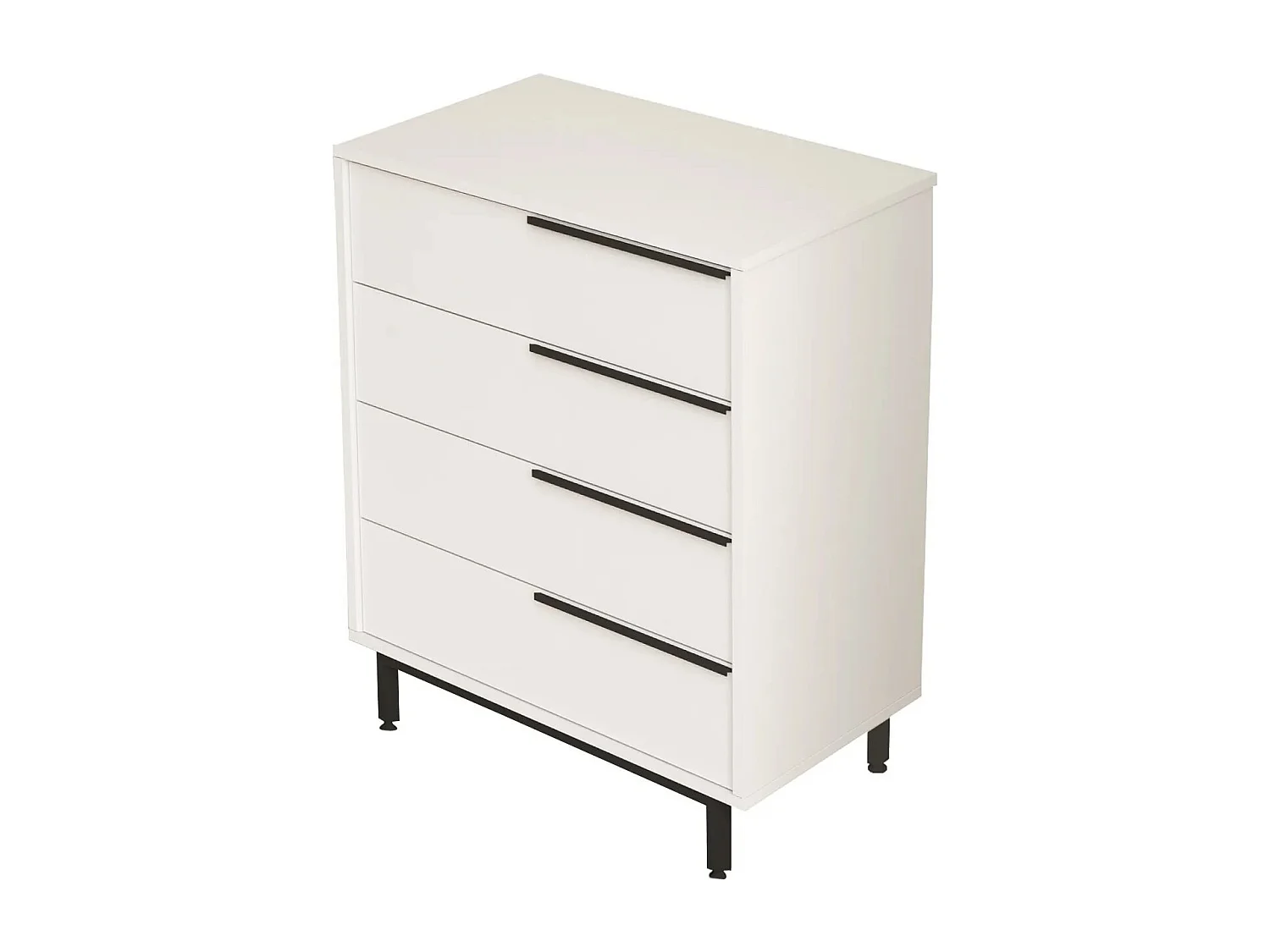 Zenax 75 cm ladekast van hout en rotan met 4 laden-Kleur Wit