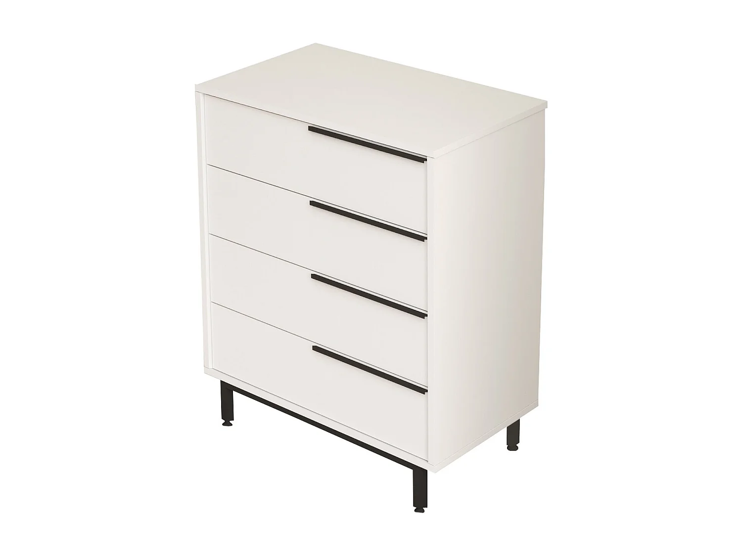 Zenax 75 cm ladekast van hout en rotan met 4 laden-Kleur Wit