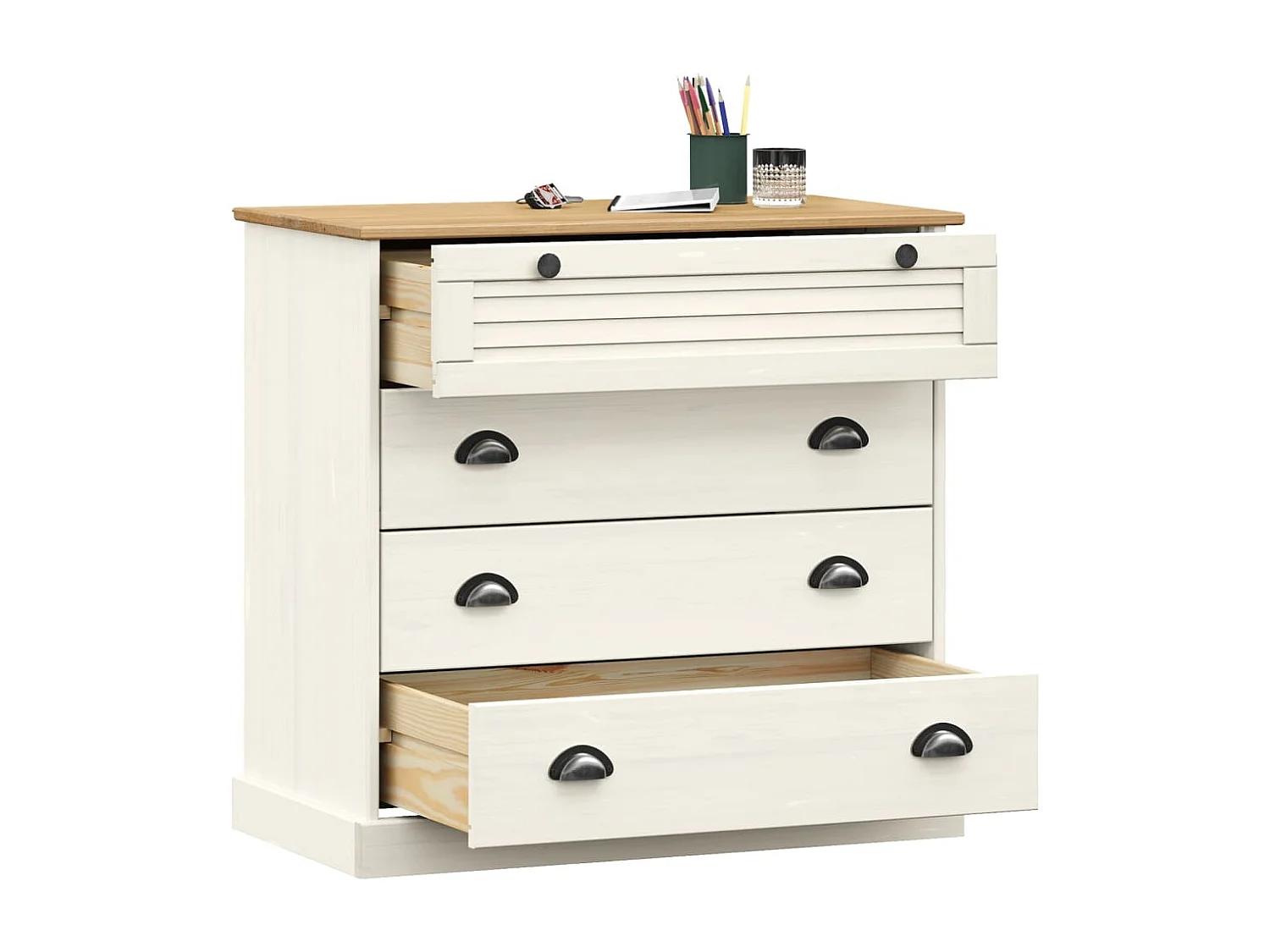 Commode VIGO blanc 80x40x76 bois massif de pin