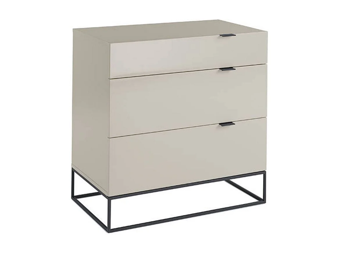 Commode 3 tiroirs bois laqué et acier noir Ciora-Couleur Soufre