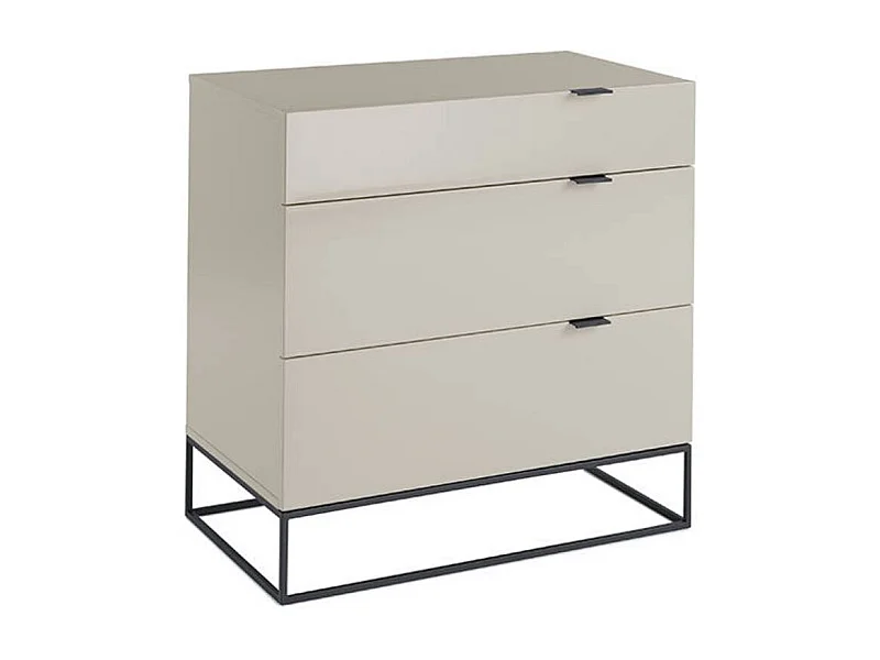 Commode 3 tiroirs bois laqué et acier noir Ciora-Couleur Soufre