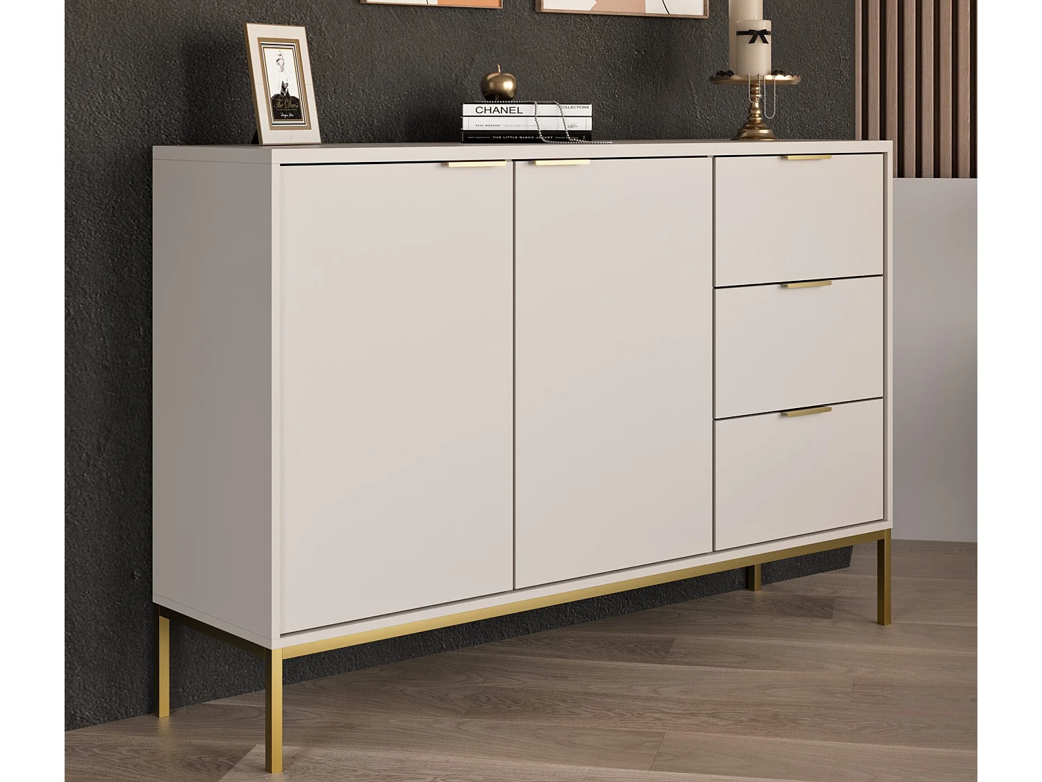Komoda AUSTIN 150 kaszmir/złota