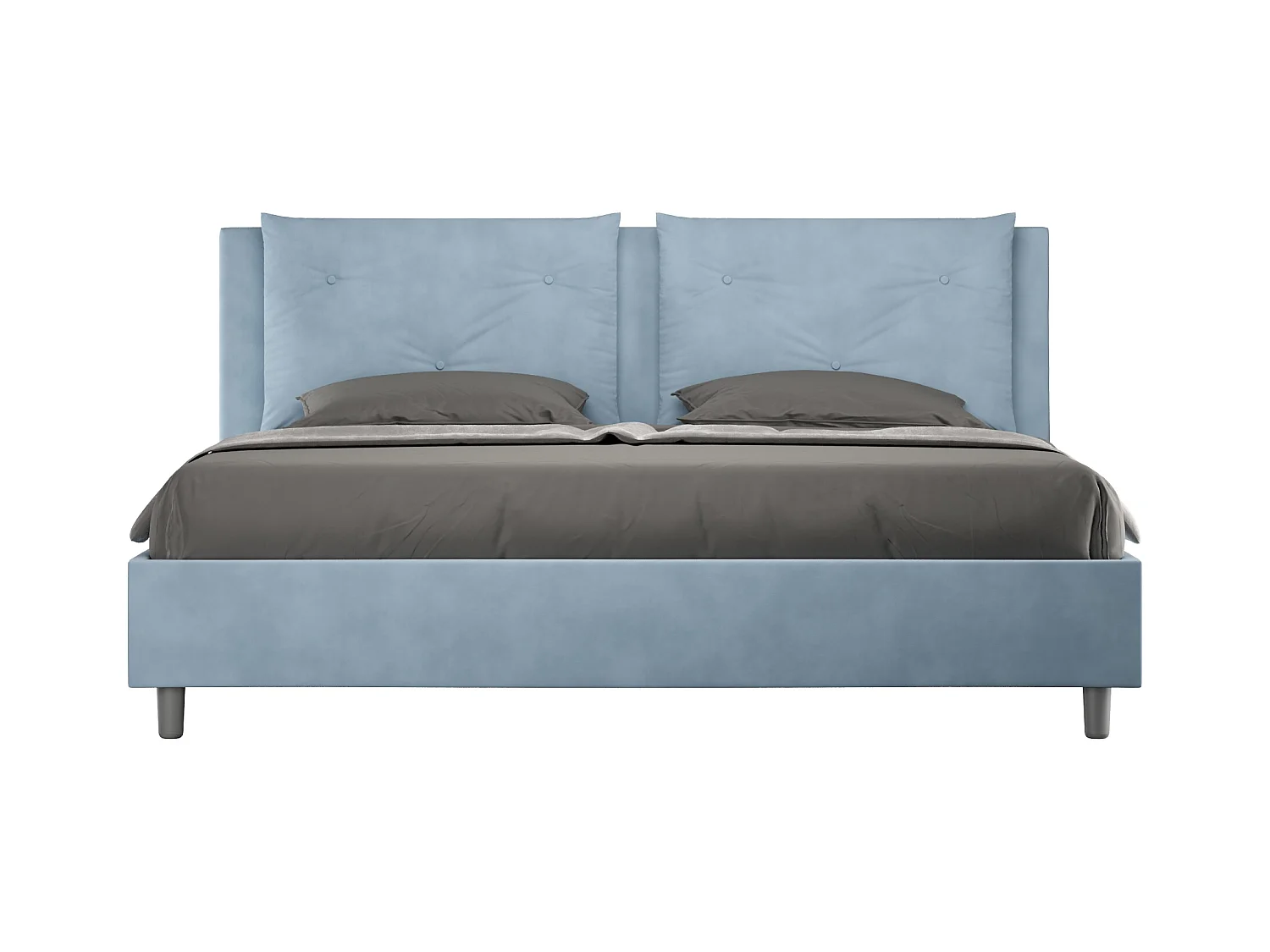 Lit coffre rembourré 180x200 microfibre bleu clair Appia