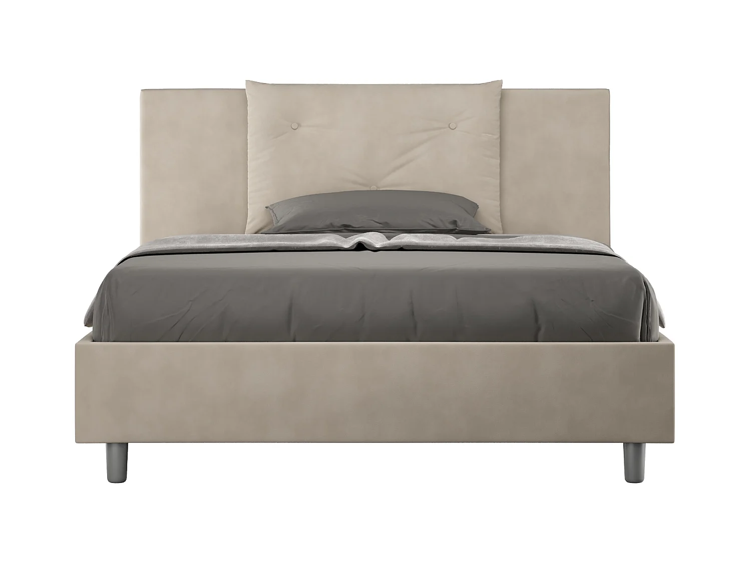 Modern bed voor volwassenen met Anja microvezelkussens-Kleur Beige-Slapen 140x190cm-Keuze Met kofferbak