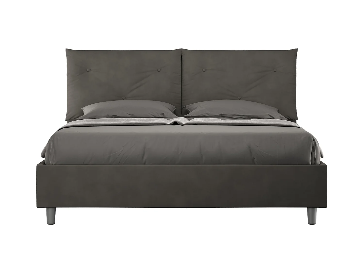 Lit coffre rembourré 160x200 microfibre gris Appia