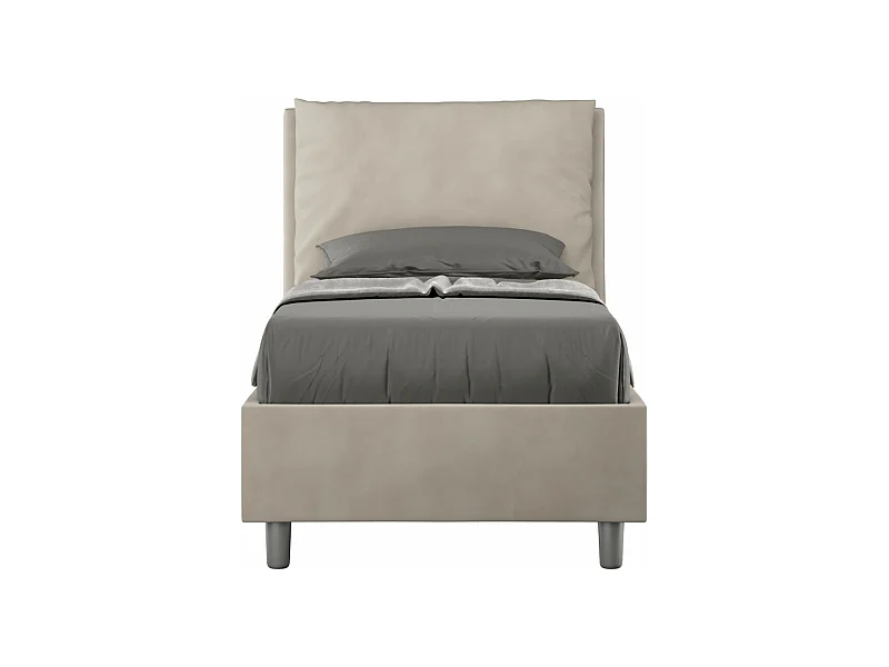 Letto contenitore imbottito 90x190 microfibra sabbia Appia