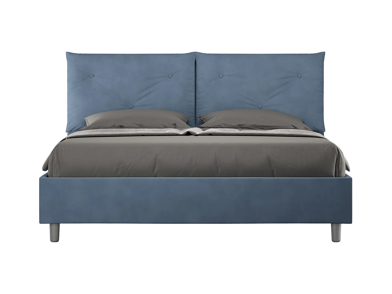 Lit coffre rembourré 160x200 microfibre bleu Appia