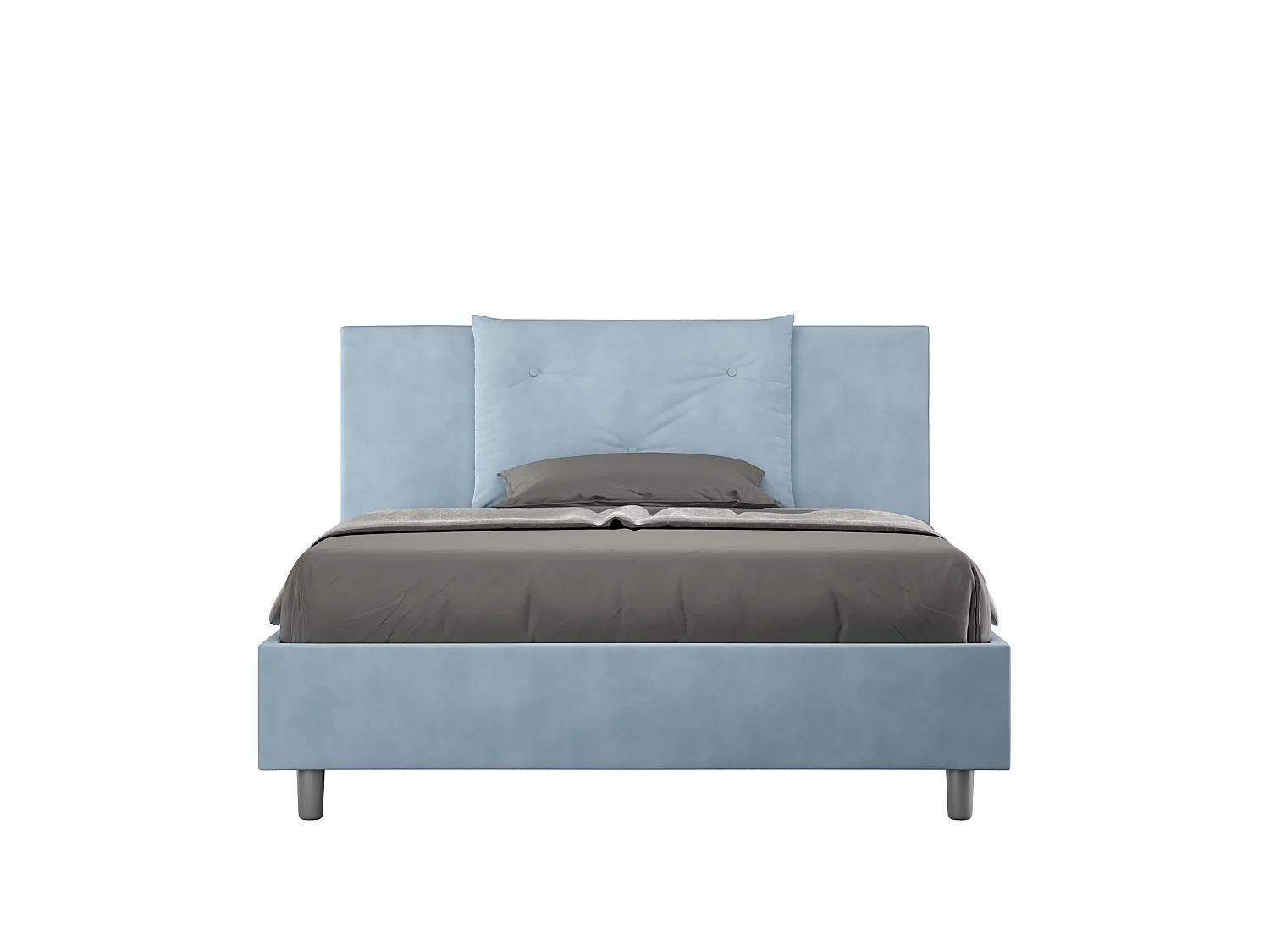 Lit double coffre rembourré 140x190 microfibre bleu clair Appia