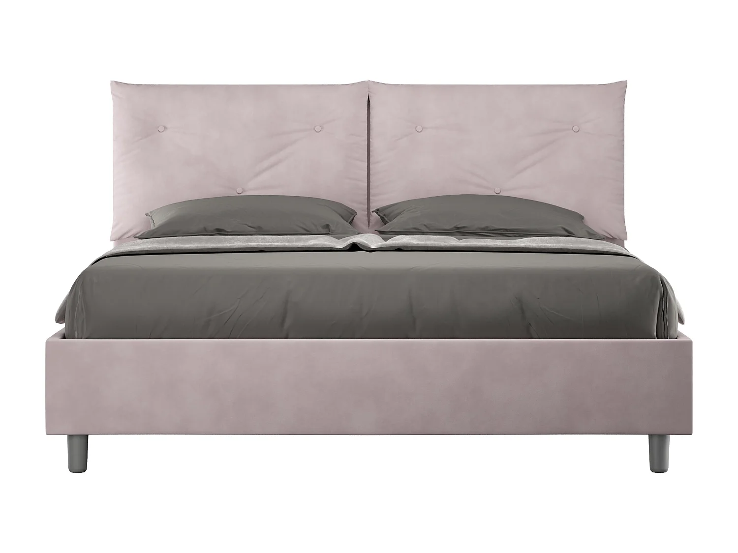 Modern bed voor volwassenen met Anja microvezelkussens-Kleur Lichtroze-Slapen 160x200cm-Keuze Met kofferbak