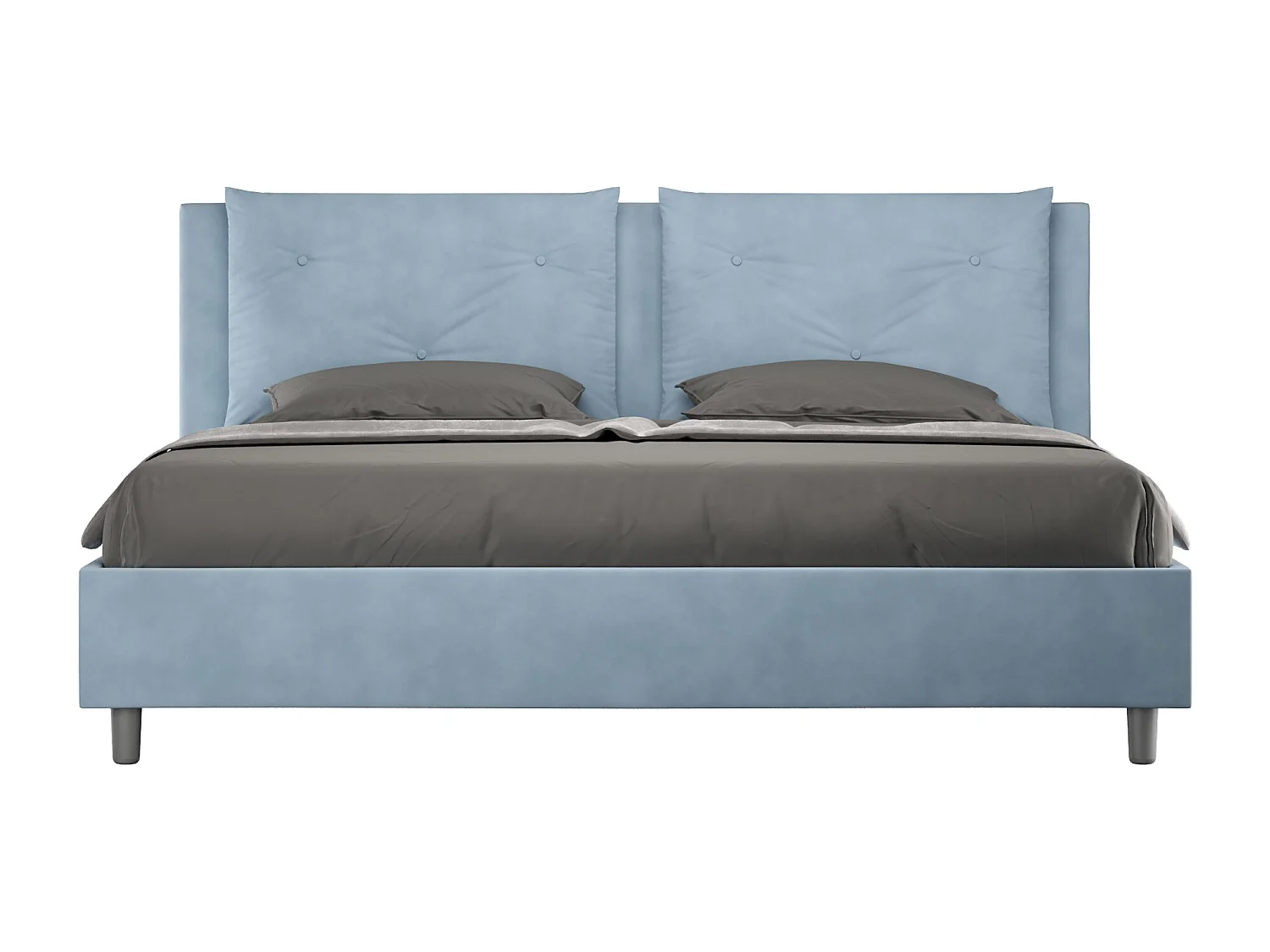 Letto matrimoniale king size contenitore imbottito 200x200 microfibra azzurro Appia