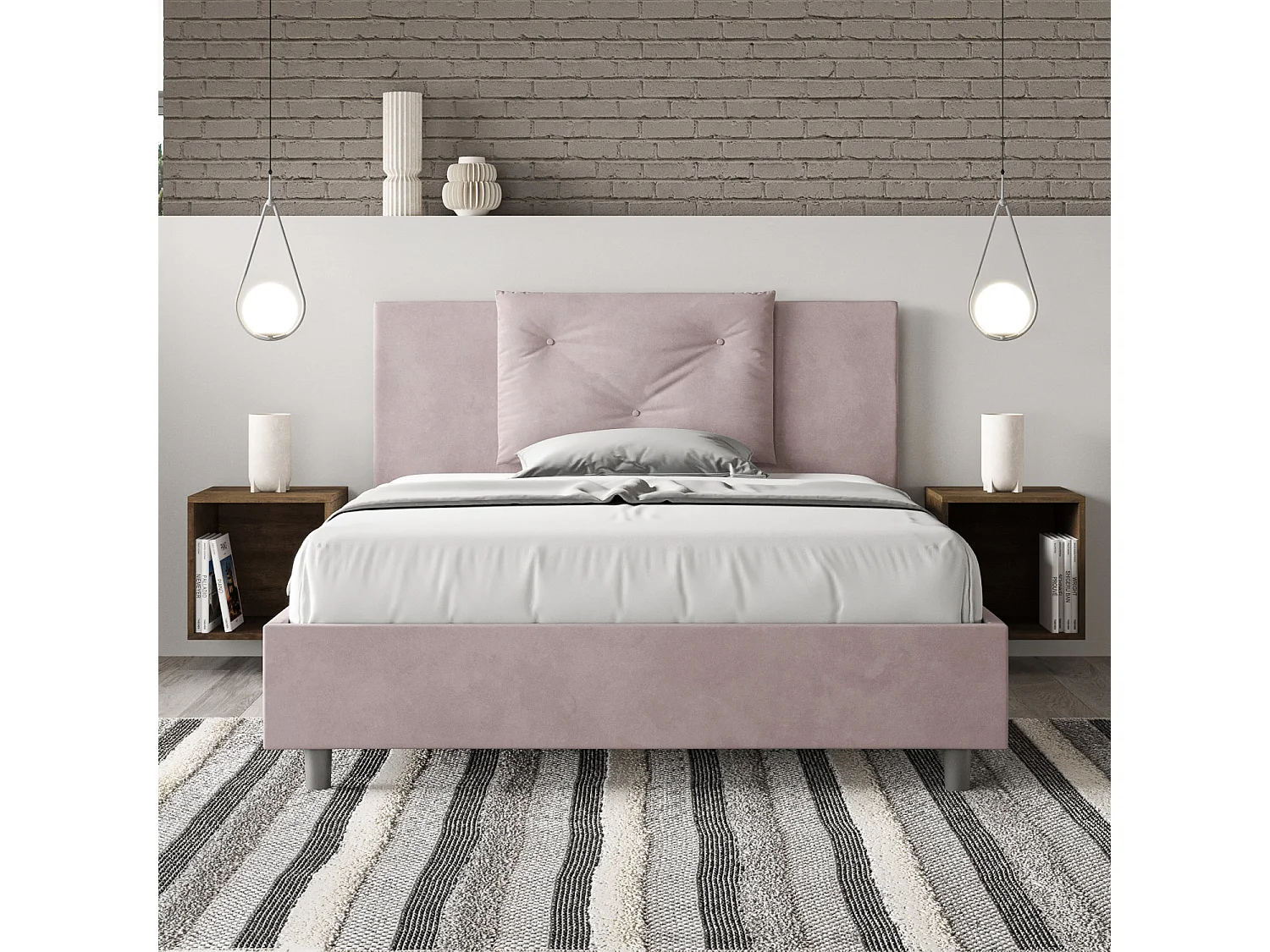 Gestoffeerd Bed 140x190 met opbergruimte microvezel lila Appia