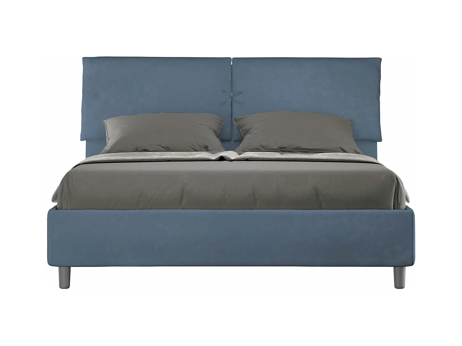 Lit coffre rembourré 160x200 microfibre bleu Mados