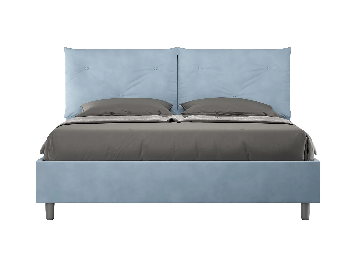 Lit coffre rembourré 160x200 microfibre bleu clair Appia