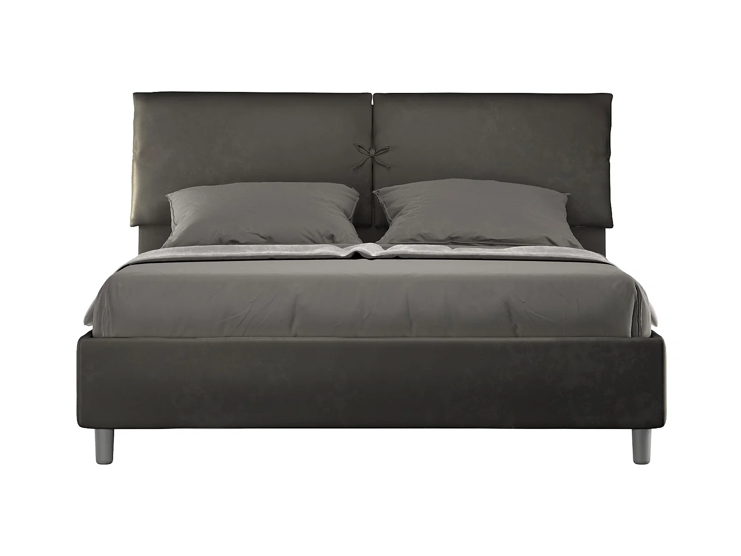 Lit coffre rembourré 160x200 microfibre gris Mados