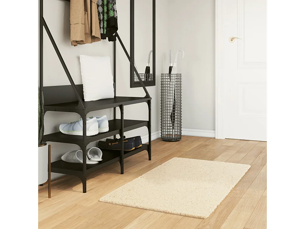 Tapis HUARTE à poils courts doux et lavable crème 60x110