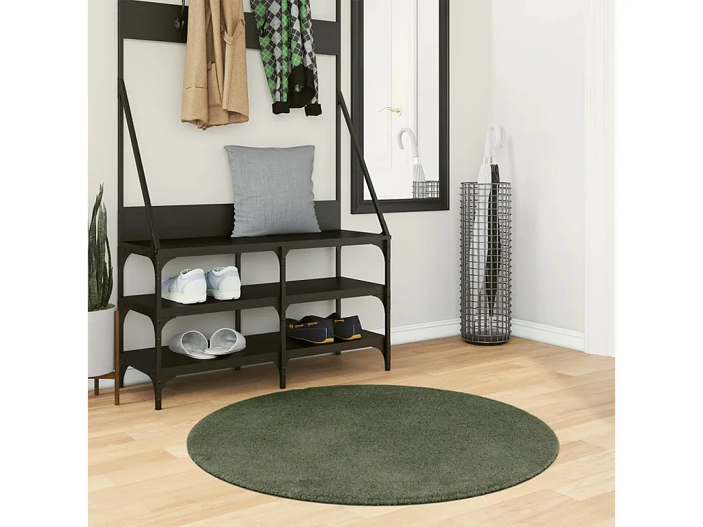 Tapis HUARTE à poils courts doux et lavable vert forêt Ø 100cm
