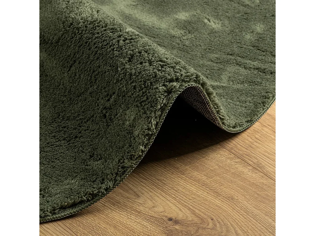 Tapis HUARTE à poils courts doux et lavable vert forêt Ø 100cm