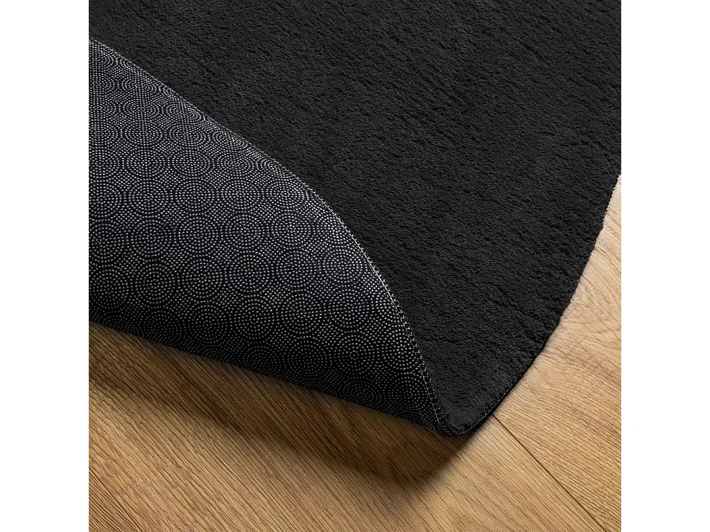 Tapis HUARTE à poils courts doux et lavable noir Ø 200cm