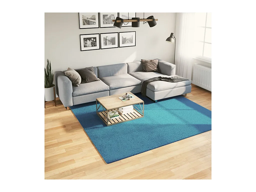 Tapis OVIEDO à poils courts turquoise 240x240