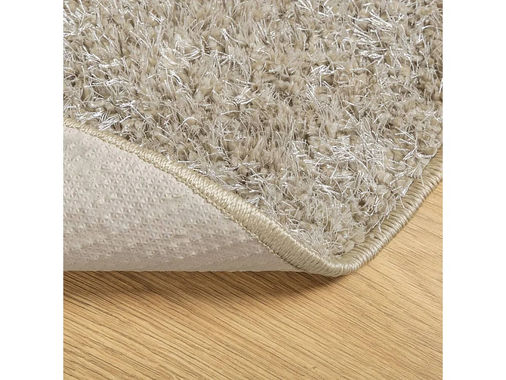 Tapis ISTAN à poils longs aspect brillant beige Ø 120cm