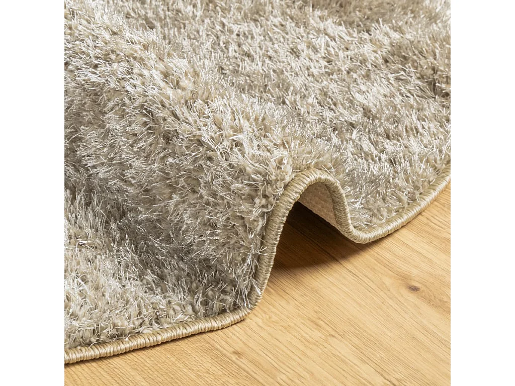Tapis ISTAN à poils longs aspect brillant beige Ø 120cm