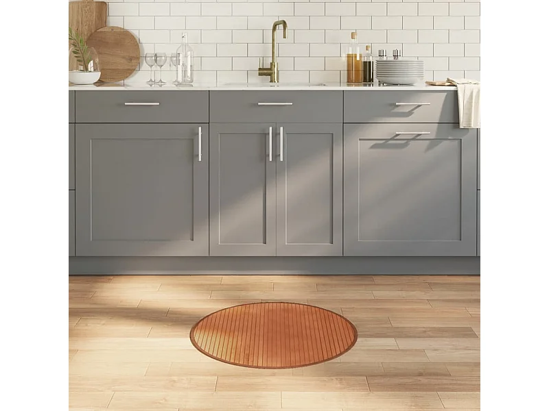 Tapis rond marron 60cm bambou
