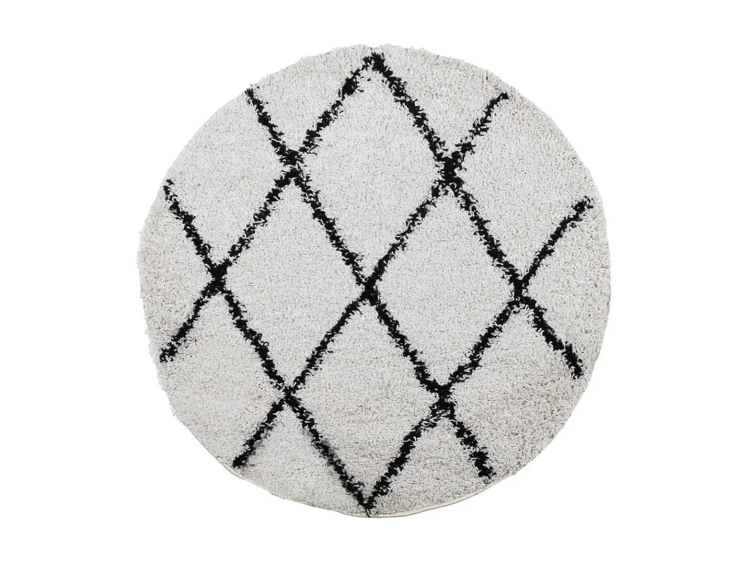 Tapis shaggy à poils longs moderne crème et noir Ø 240cm