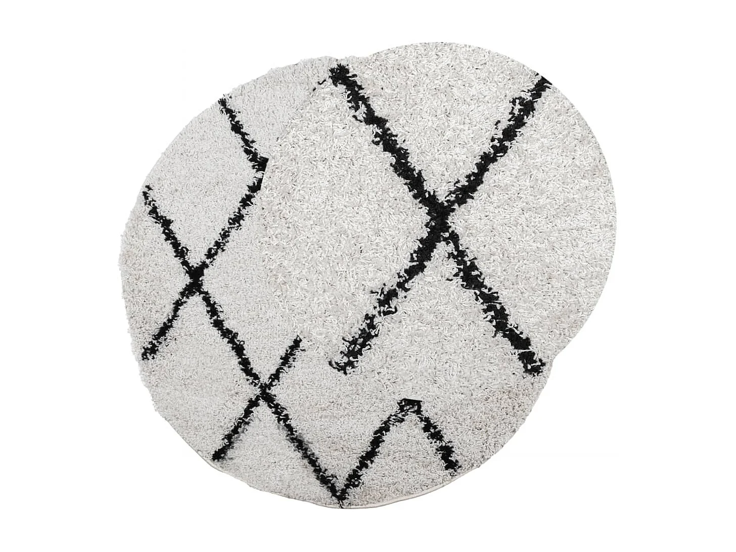 Tapis shaggy à poils longs moderne crème et noir Ø 240cm