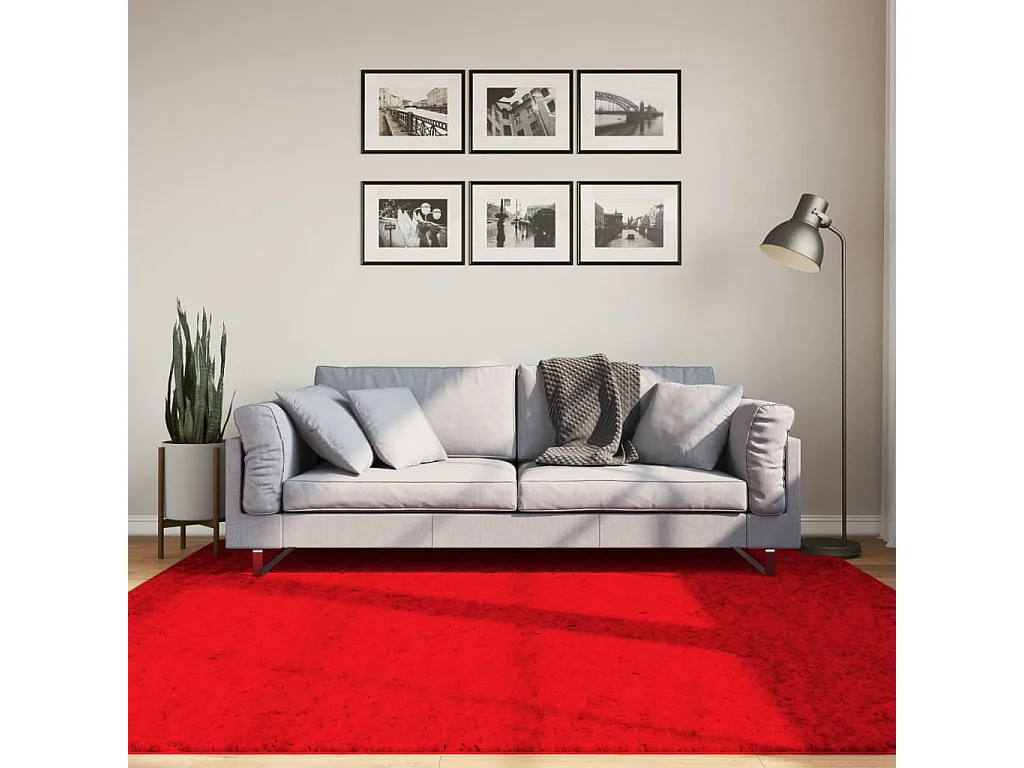 Tapis HUARTE à poils courts doux et lavable rouge 200x200