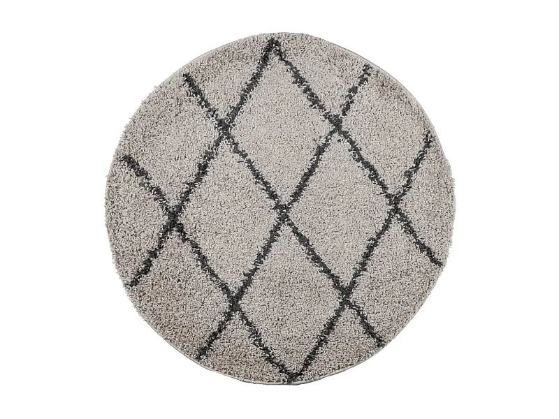 Tapis shaggy à poils longs moderne beige et anthracite Ø 80cm
