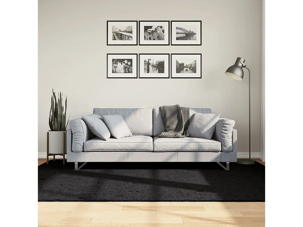 Tapis OVIEDO à poils courts noir 160x230