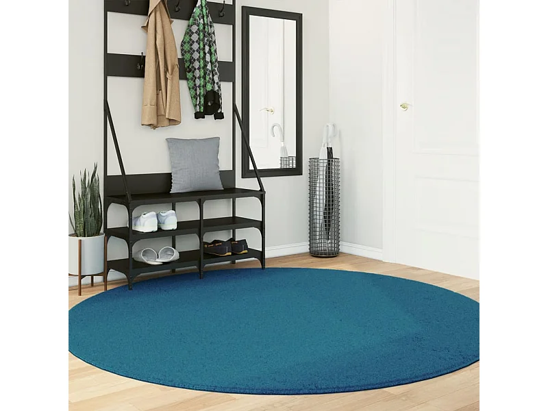 Tapis OVIEDO à poils courts turquoise Ø 200cm