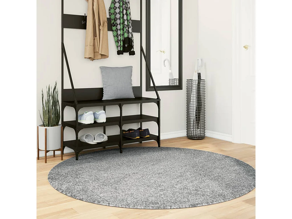 Vloerkleed PAMPLONA shaggy hoogpolig modern Ø 160 cm groen