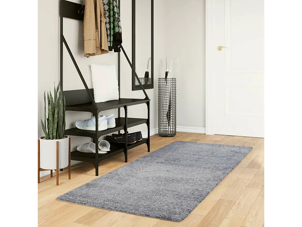 Tapis shaggy à poils longs moderne bleu 80x200