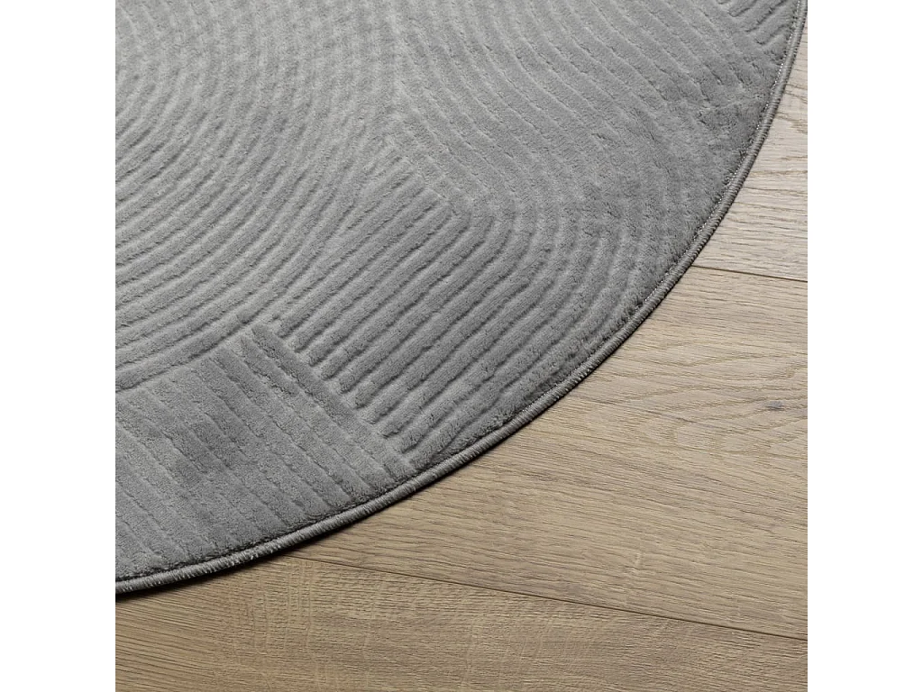 Tapis IZA poils courts style scandinave gris Ø 200cm