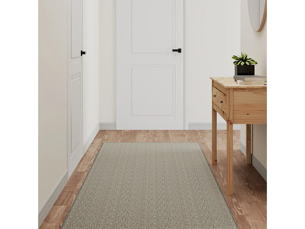 Tapis de couloir aspect sisal taupe 80x300