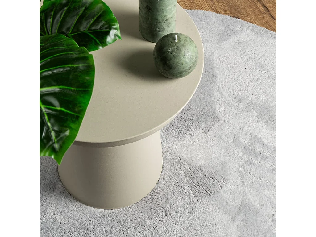 Tapis HUARTE à poils courts doux et lavable gris Ø 80cm