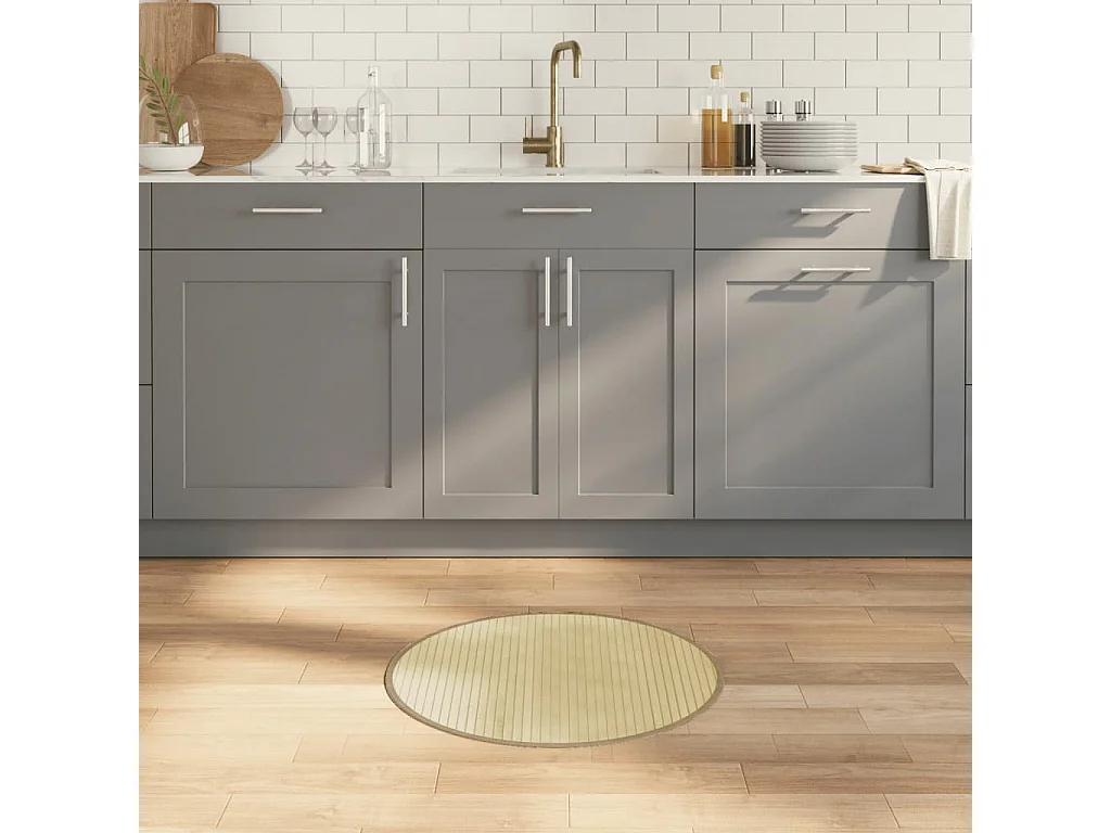 Tapis rond naturel clair 60cm bambou