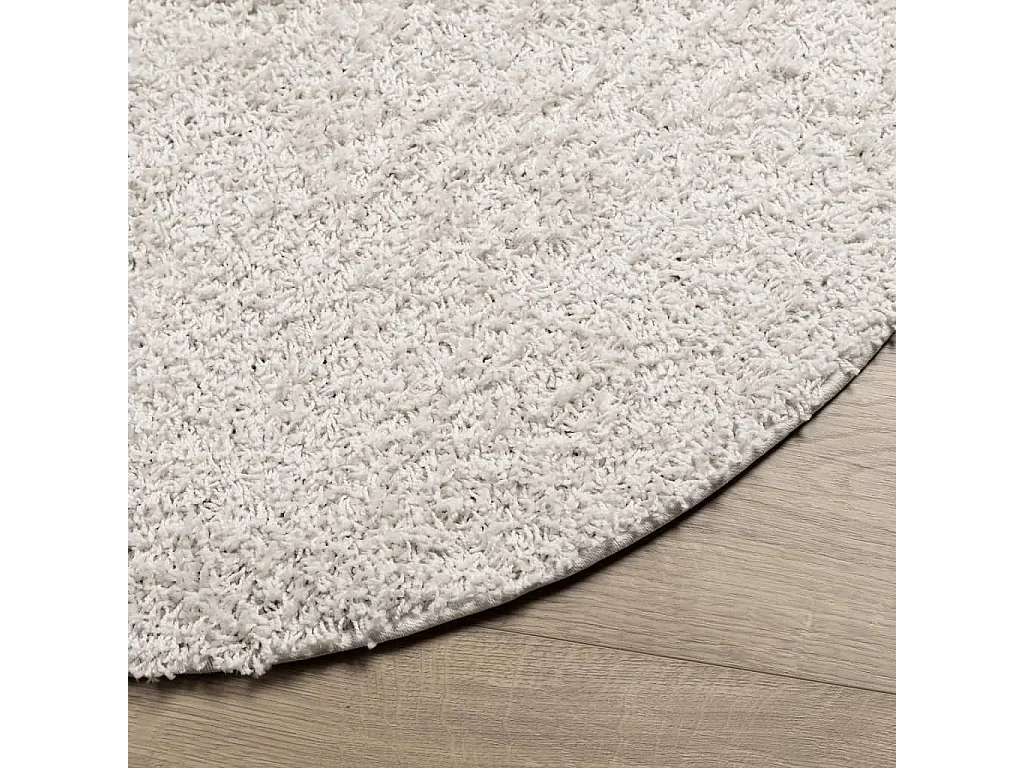 Tapis shaggy à poils longs moderne crème Ø 200cm