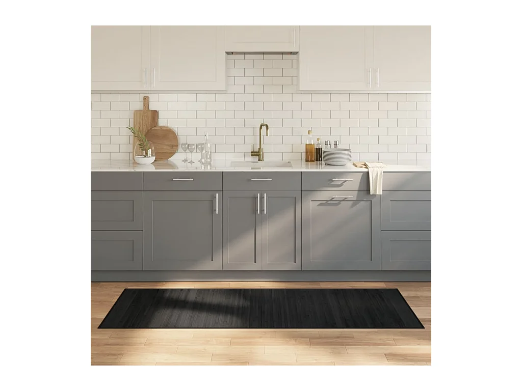 Tapis rectangulaire noir 70x200 bambou