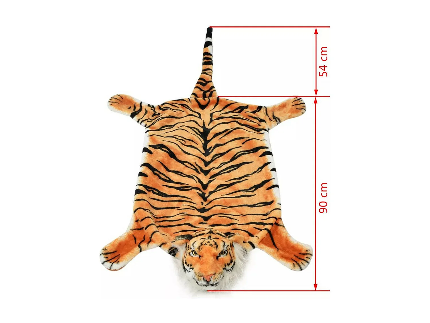 Tapis en peluche en forme de tigre 144cm Marron
